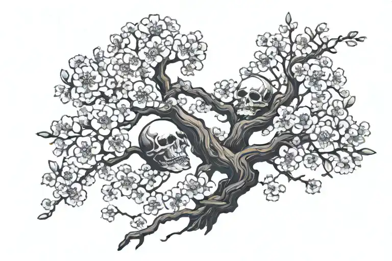 Cherry Blossom Tree With Skulls Masculine