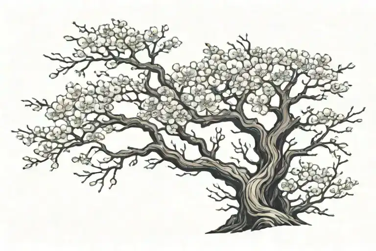 Cherry Blossom Tree Masculine Tattoo Upper Back