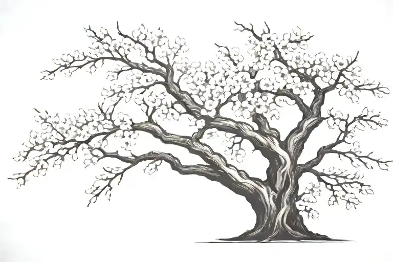 Cherry Blossom Tree Masculine Tattoo Upper Back