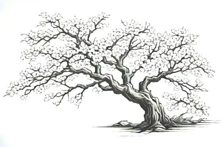 Cherry Blossom Tree Masculine Tattoo Upper Back