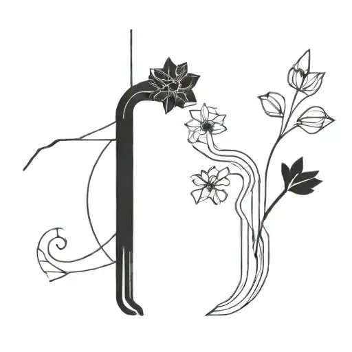 Cyberpunk Minimal Abstract Line Art Flower Alien Geometric Dark Simple Sharp Black