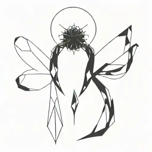 Cyberpunk Minimal Abstract Line Art Flower Alien Geometric Dark Simple Sharp Black