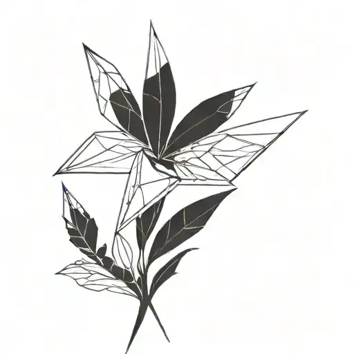 Cyberpunk Minimal Abstract Line Art Flower Alien Geometric Simple Sharp Black