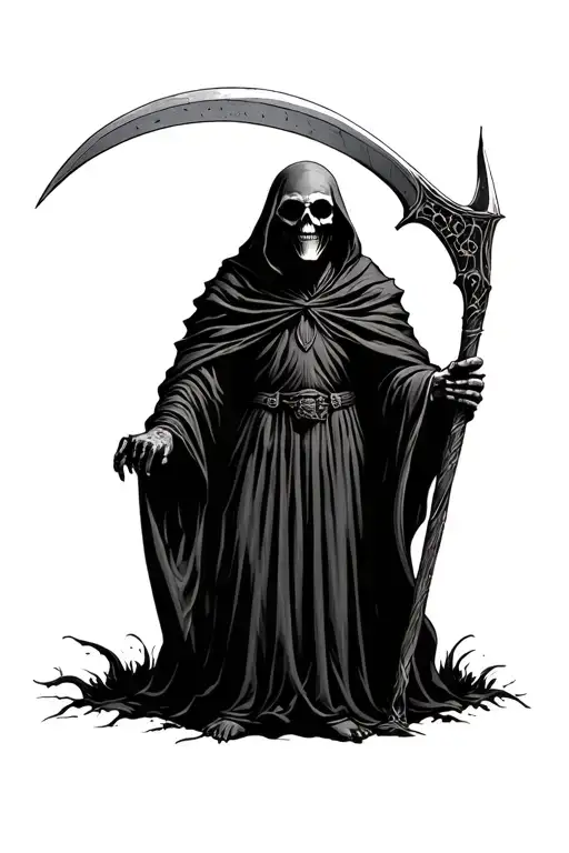 Grim Reaper Holding A Scythe
