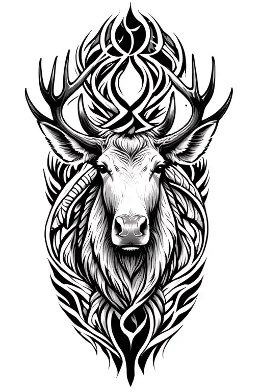 Scythian Twisted Animal Tattoo Of A Moose