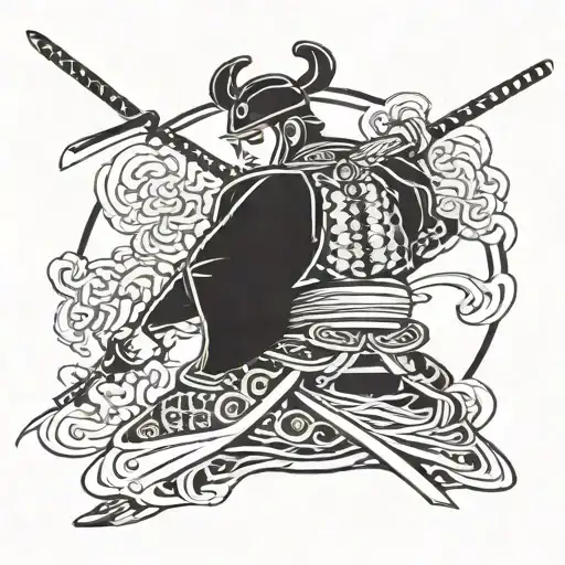 Samurai With Blade On Its Back