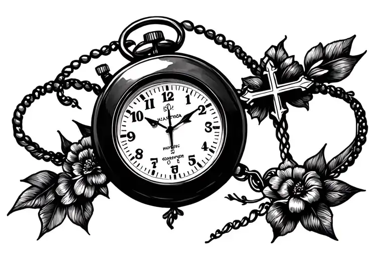 Christian Cross And A Stopwatch