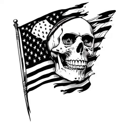American Flag With Skull