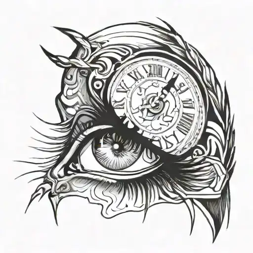 Time Clock And Person's Eye Looking At The Neck