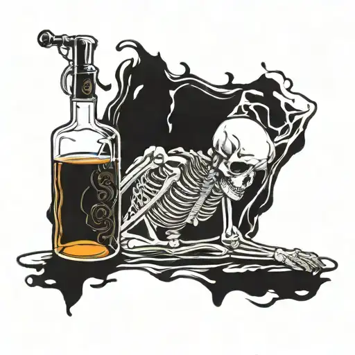 Skeleton Bathing In A Glass Of Whiskey