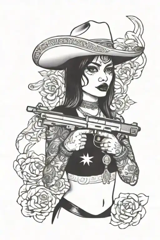 Mexican Gangster Female With Guns Money Drugs