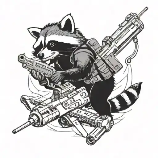 Tactical Raccoon Holding A Gun Riding A Missile