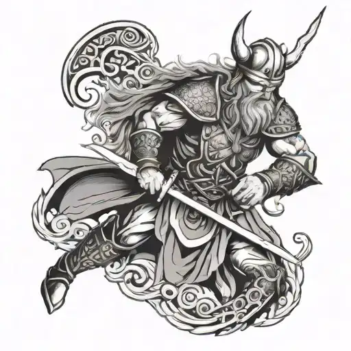 Viking Warrior Wielding A Sword