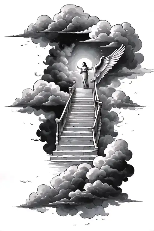 Stairway To Heaven With Clouds Around
