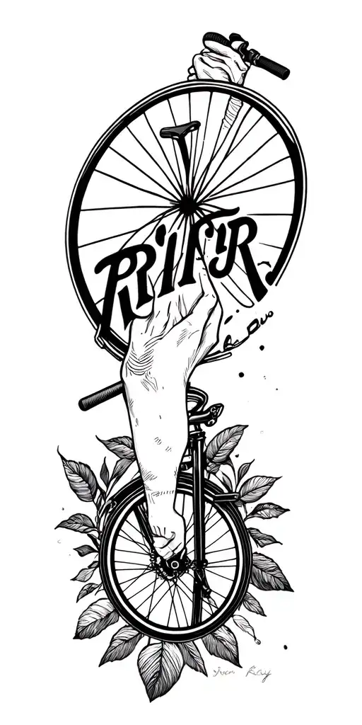 Bike And Holding Hands And Lettering
