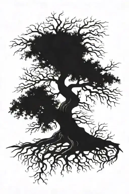 Tree With Roots Reaching Deep