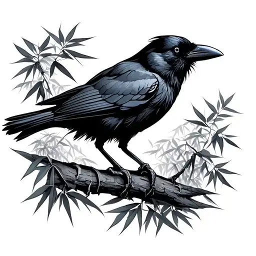 Crow And Bamboo Forest