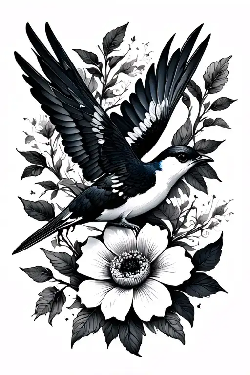 Swallow And Flower Motifs