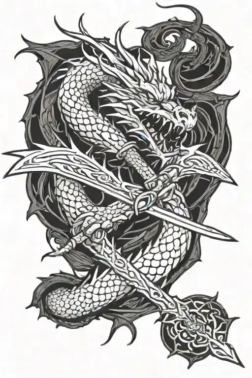 Dragon Wrapped Around A Sword