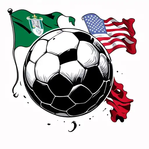 A Soccer Ball Morphing Into A Planet With The Flags Of Italy And Usa In The Background