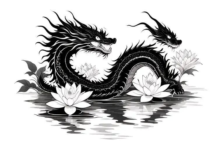 Vietnamese Dragon And Water Lilly