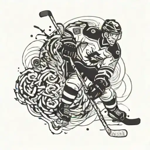 Combine Elements Of Hockey And The Number 34 In A Dynamic And Abstract Way