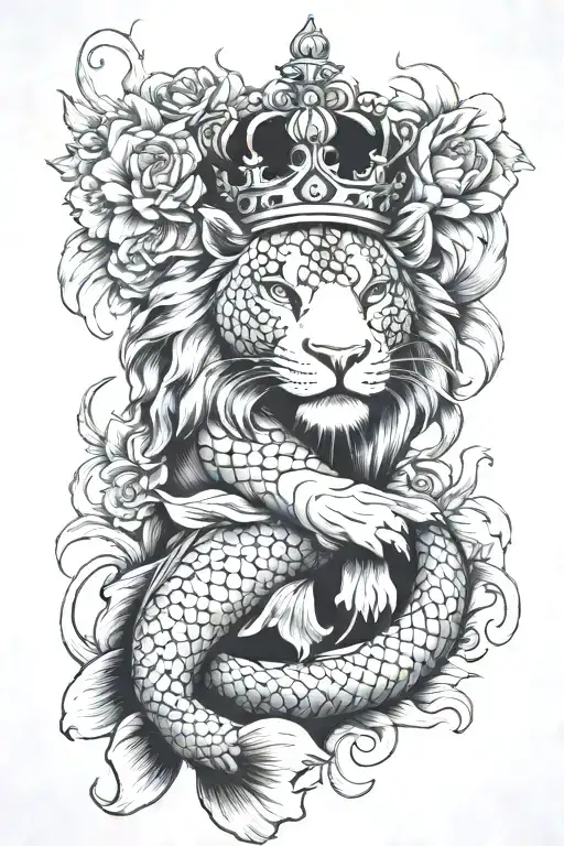 Koi With Lion Wearing A Crown