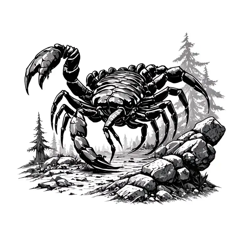 Skorpion Stone Forest Scene World War