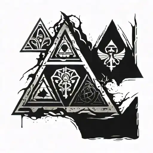 A Stylized Triforce Symbol From The Legend Of Zelda Incorporating Elements Of Assassin's Creed Logo