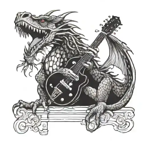 A Dragon Playing A Guitar On A Stage