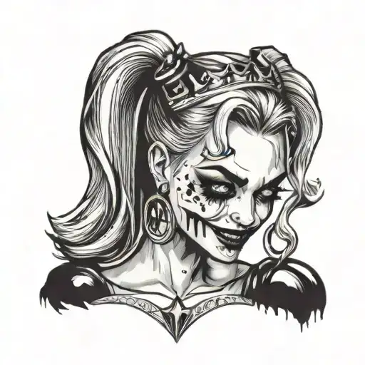Harley Quinn Crying Smiling Wearing A Crown