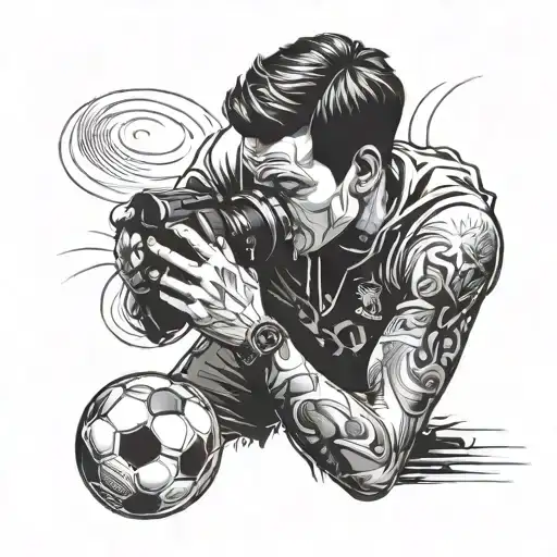 A Soccer Player Capturing A Moment With A Camera