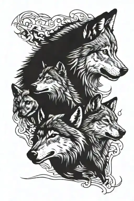 4 Wolf Heads