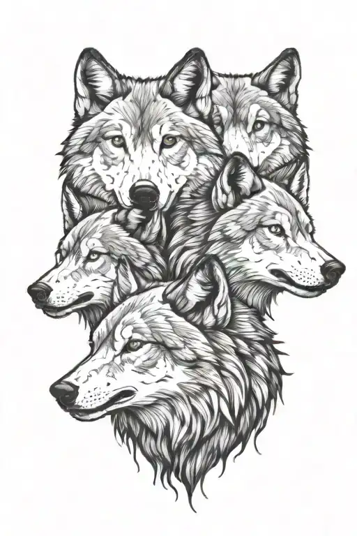 4 Wolf Heads