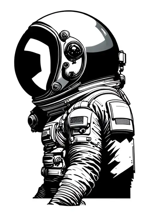 Full Body Astronaut With Space In His Helmet Front View