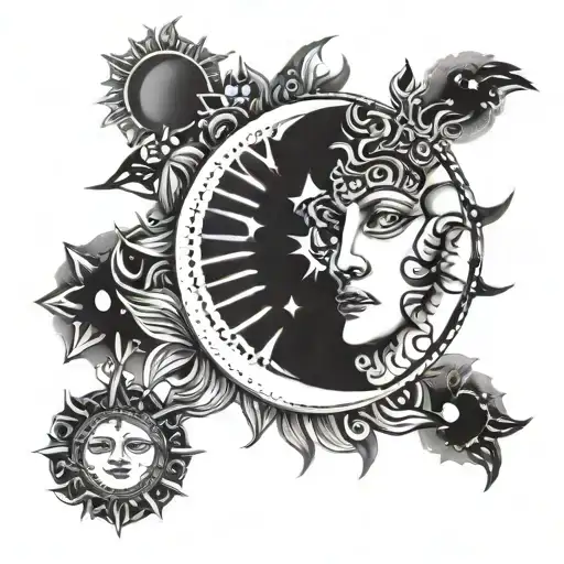 Sun And Moon With Face