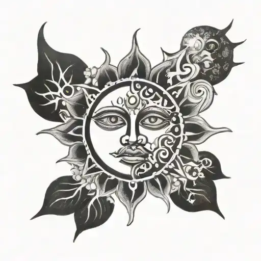 Sun And Moon With Face
