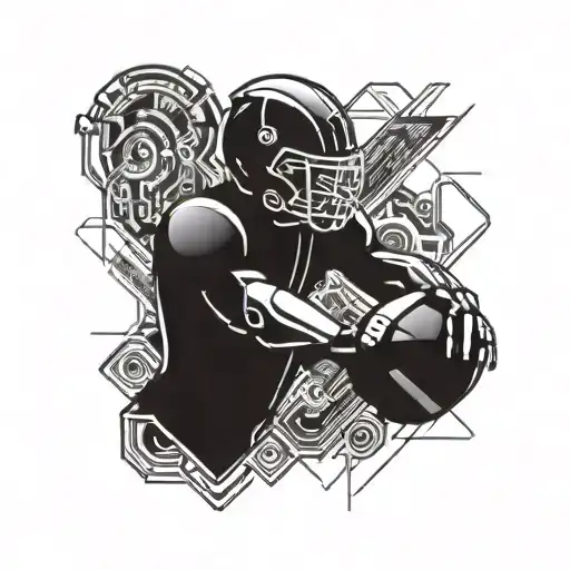 A Futuristic Robotic Football Player With Circuit Patterns Integrated Into The Design