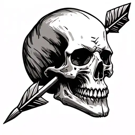 A Skull With A Arrow In It