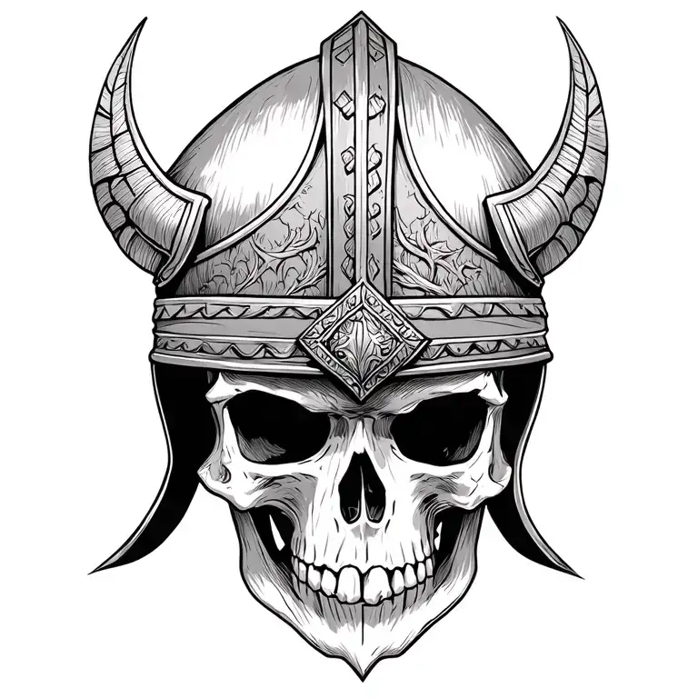 Skull Wearing Viking Helmet