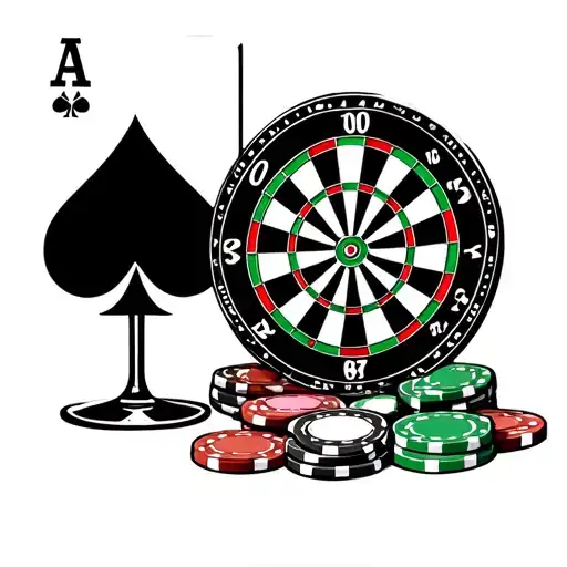 Ace Cards Poker Chips Dart Board Cigar Brandy Glass