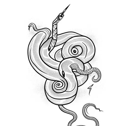 A Snake Coiling Around A Lightning Bolt