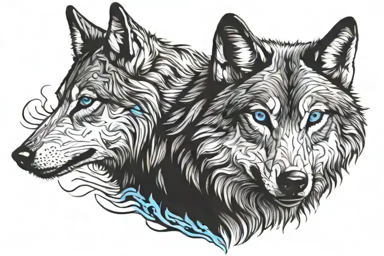 Wolf With Blue Eyes Wild Black