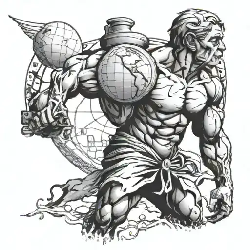 Atlas Walking Carrying The World In This Shoulders
