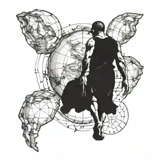Atlas Walking Carrying The World In His Shoulders On Earth