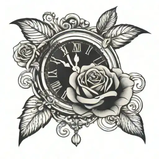 Analog Clock With Rose Intertwined Symbolizing