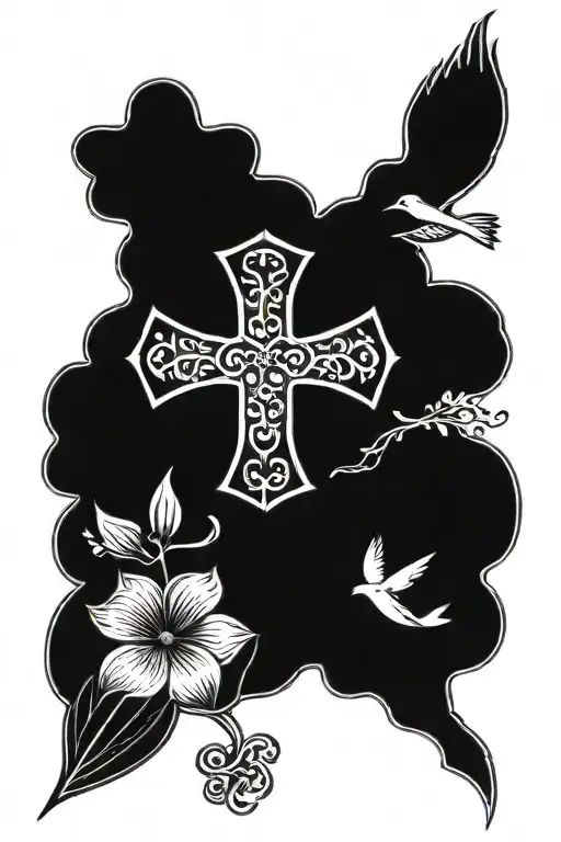 Cross And Dove With 4 Leaf Clover