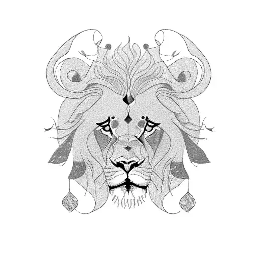 A Majestic Male Lion Surrounded By Lotus Flowers