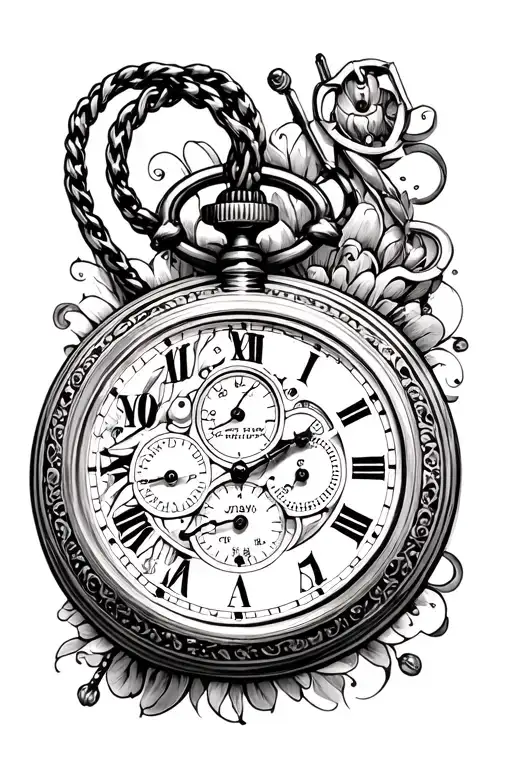 Pocket Watch With Date No Background Black