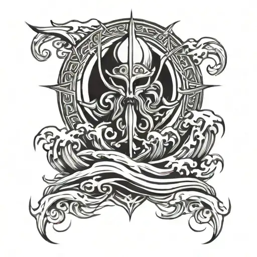 God Of The Sea Trident Ocean Waves